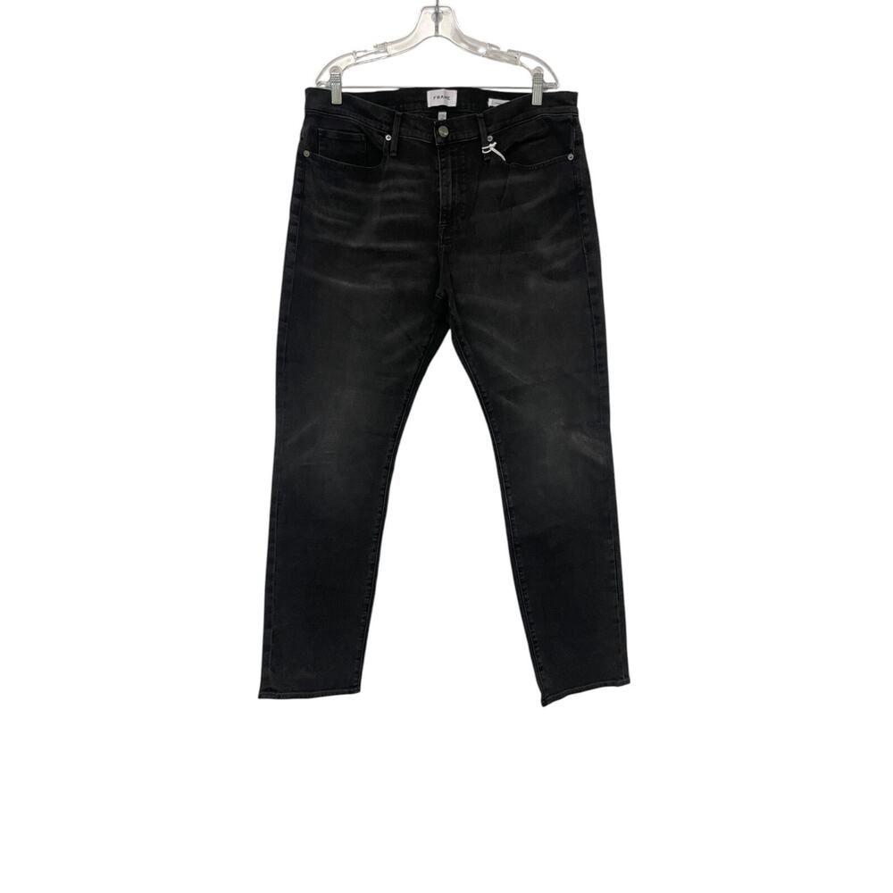 Frame L Homme Slim Fit Jeans Mens Size 38 Black Denim Mid Rise Vaporize NWT
